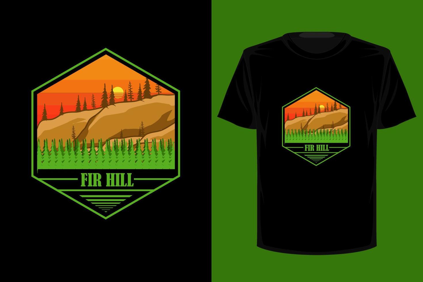 diseño de camiseta vintage retro de fir hill vector