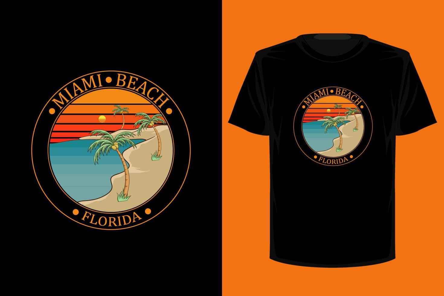 Miami beach retro vintage t shirt design vector