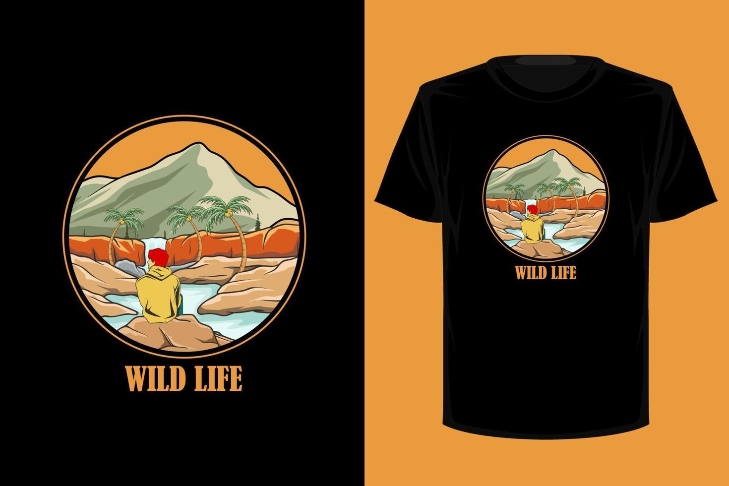 Wild life retro vintage t shirt design vector