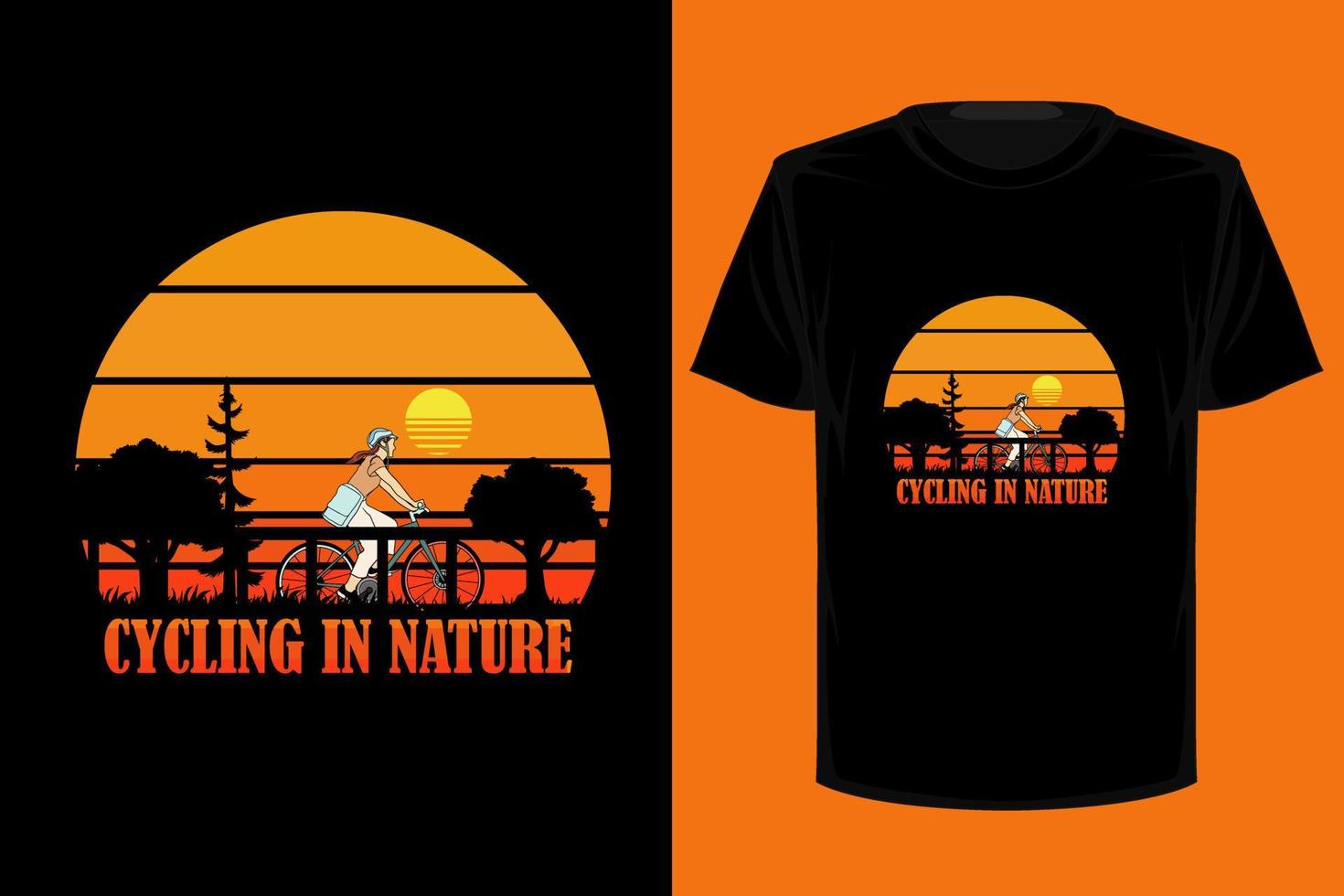 Cycling in nature retro vintage t shirt design vector