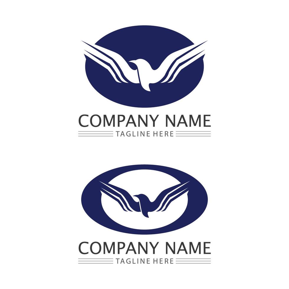 Birds and swallow dove logo design and vector animal wings and flying bird