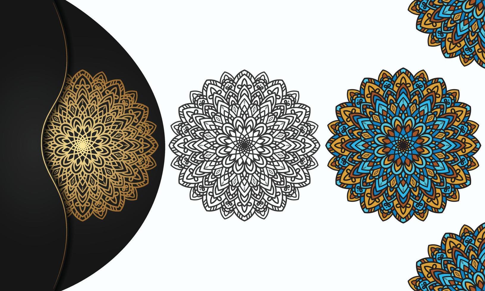 mandala colorido con fondo de lujo vector