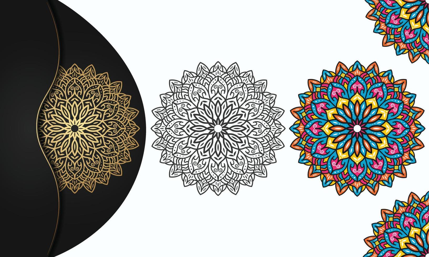 mandala colorido con fondo de lujo vector