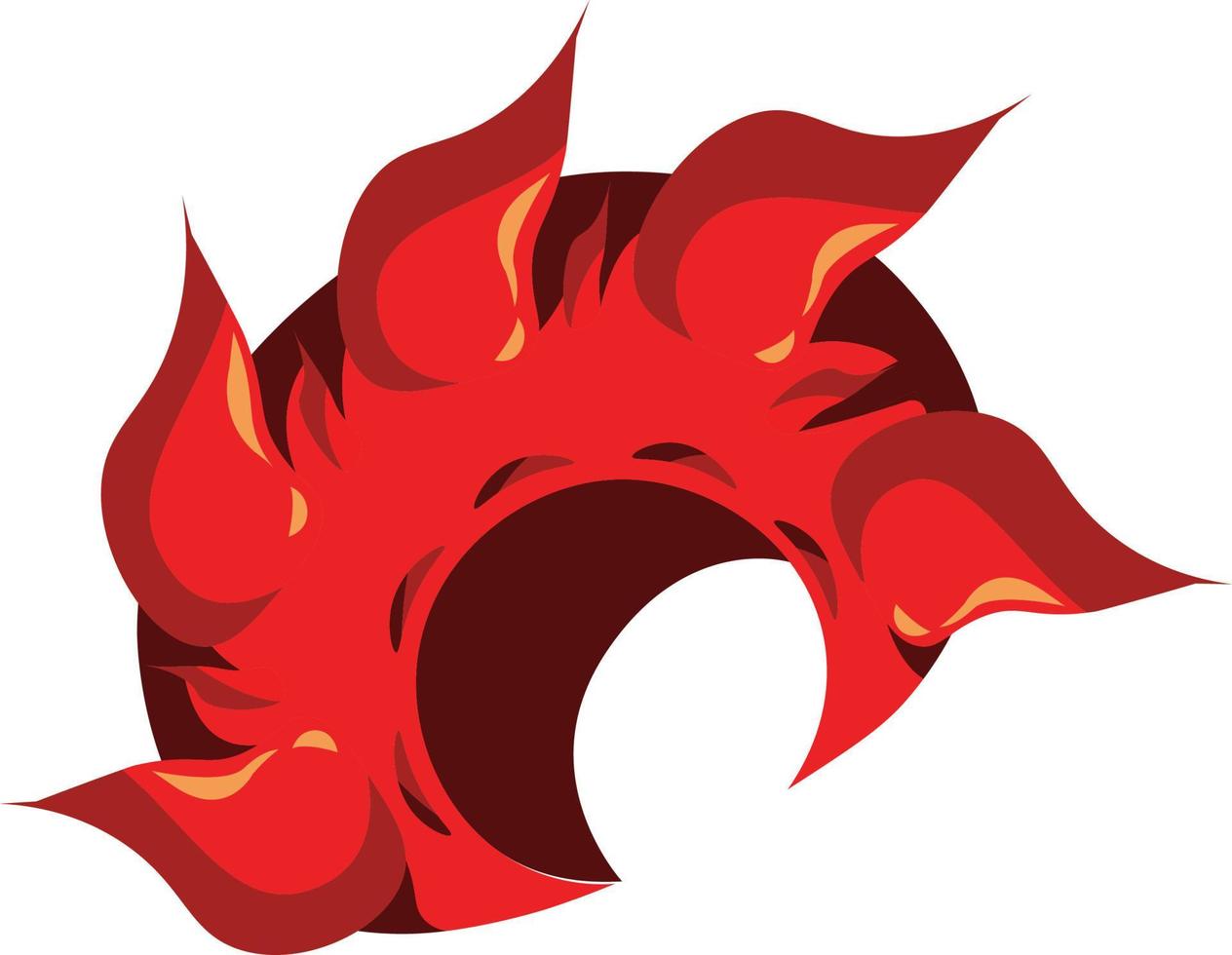 Illustration semicircle of fire with tail vector