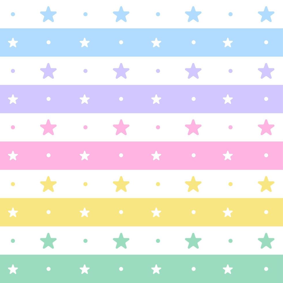 Rainbow Pastel Star Shining Sparkle Sky Horizontal Line Stripe Dot Dash Line Circle Seamless Pattern Vector Illustration Tablecloth, Picnic mat wrap paper, Mat, Fabric, Textile, Scarf