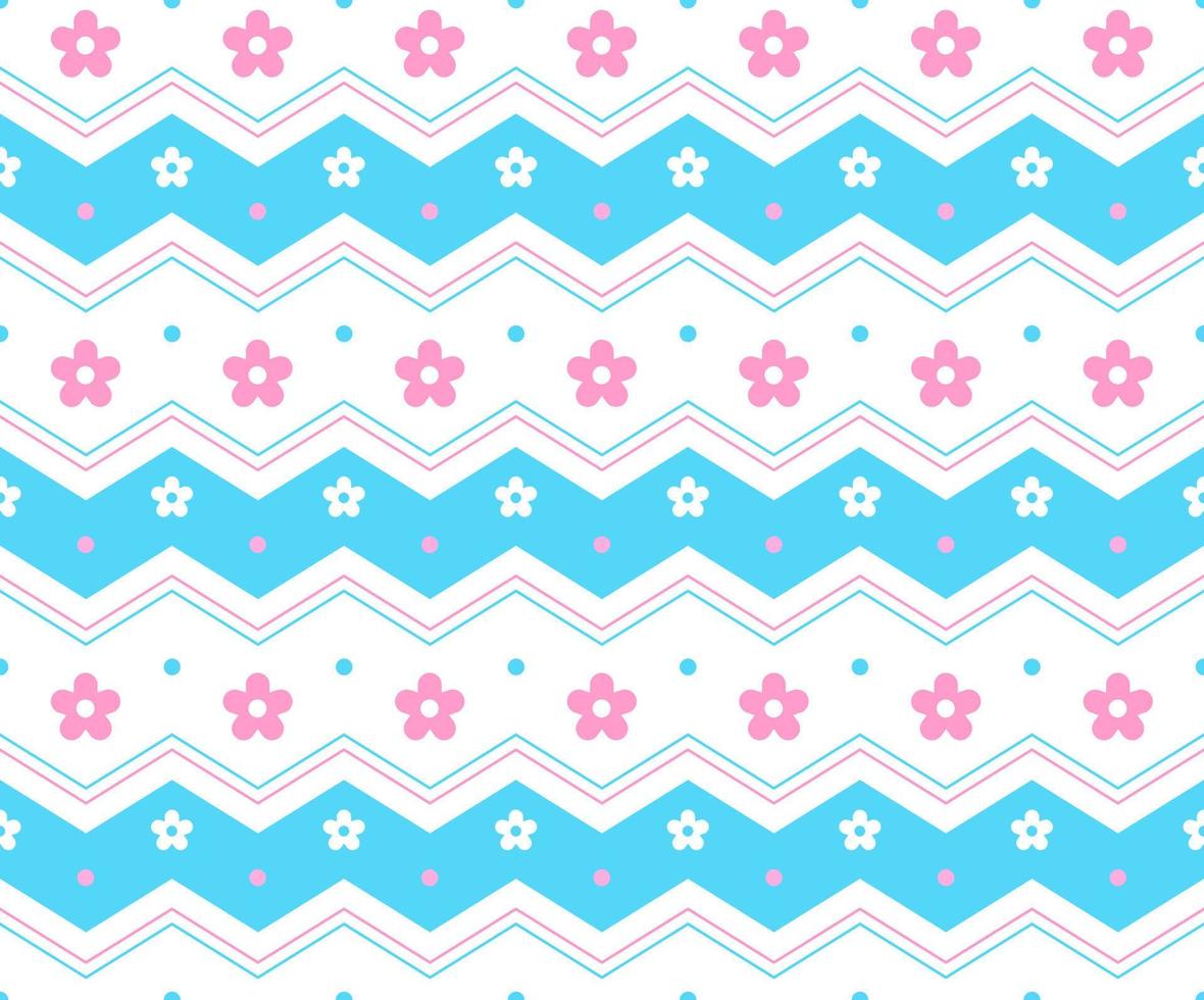 Rainbow Pink Blue Pastel Flower Horizontal Zig Zag Line Stripe Dot Dash Line Circle Seamless Pattern Vector Illustration Tablecloth, Picnic mat wrap paper, Mat, Fabric, Textile, Scarf