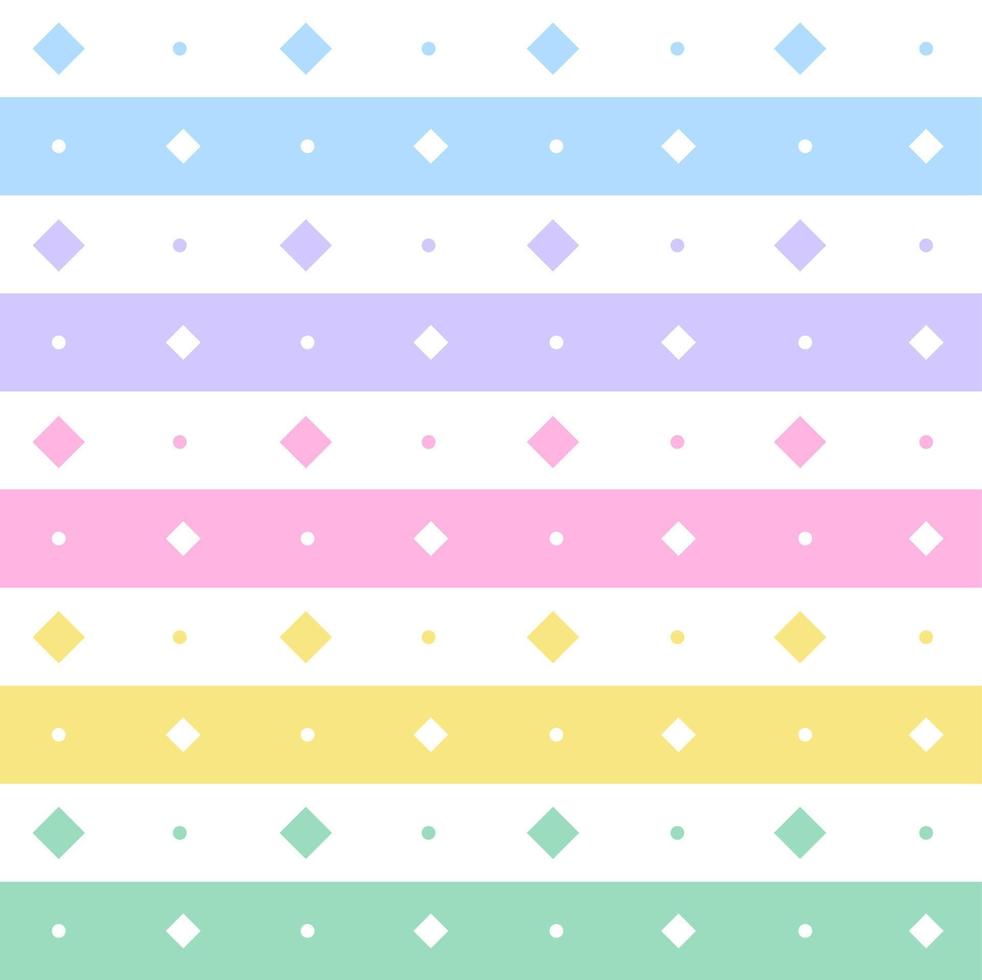 Rainbow Pastel Diamond Tilt Square Horizontal Line Stripe Dot Dash Line Circle Seamless Pattern Vector Illustration Tablecloth, Picnic mat wrap paper, Mat, Fabric, Textile, Scarf