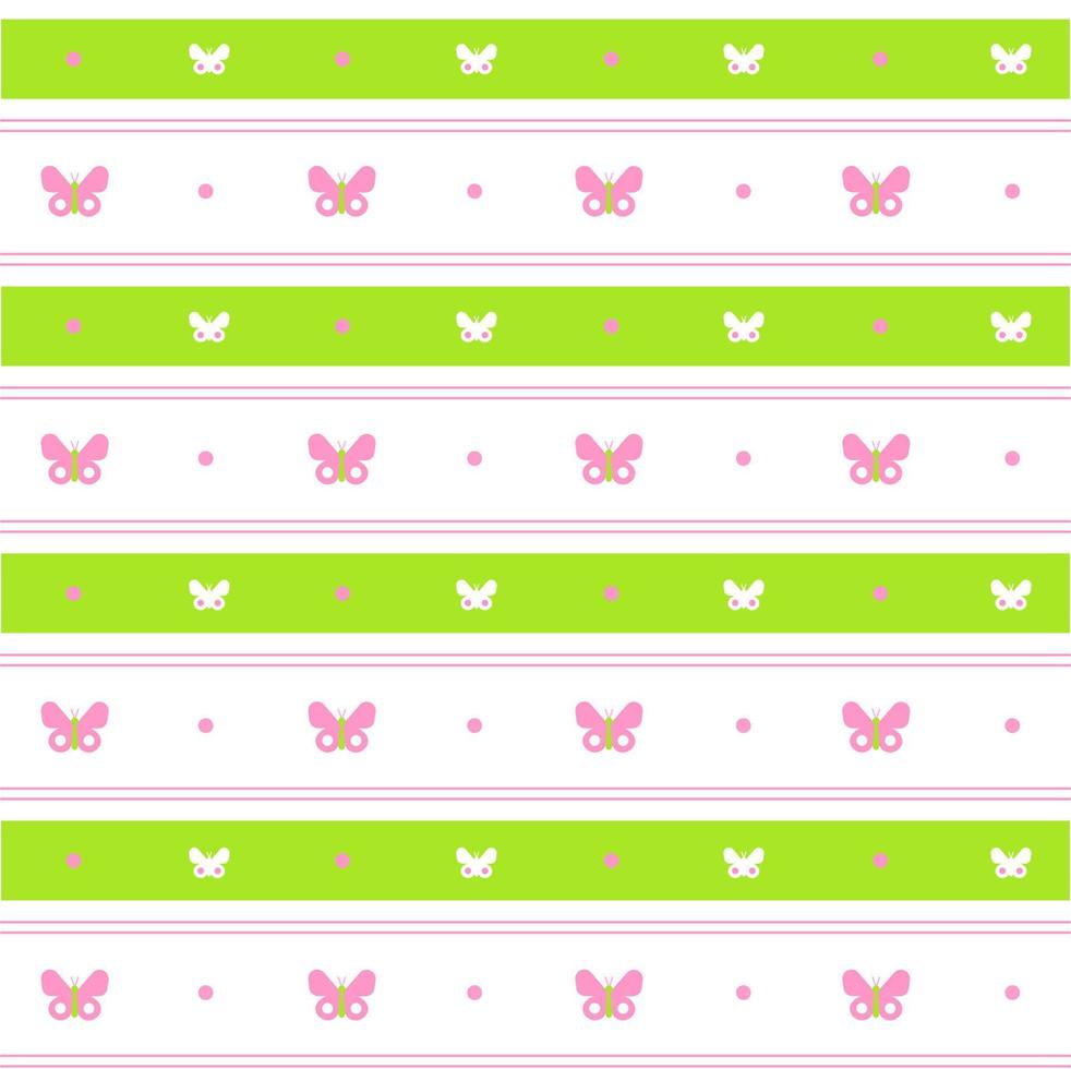 Rainbow Green Pink Pastel Cute Beautiful Butterfly Horizontal Line Stripe Dot Dash Line Circle Seamless Pattern Vector Illustration Tablecloth, Picnic mat wrap paper, Mat, Fabric, Textile, Scarf