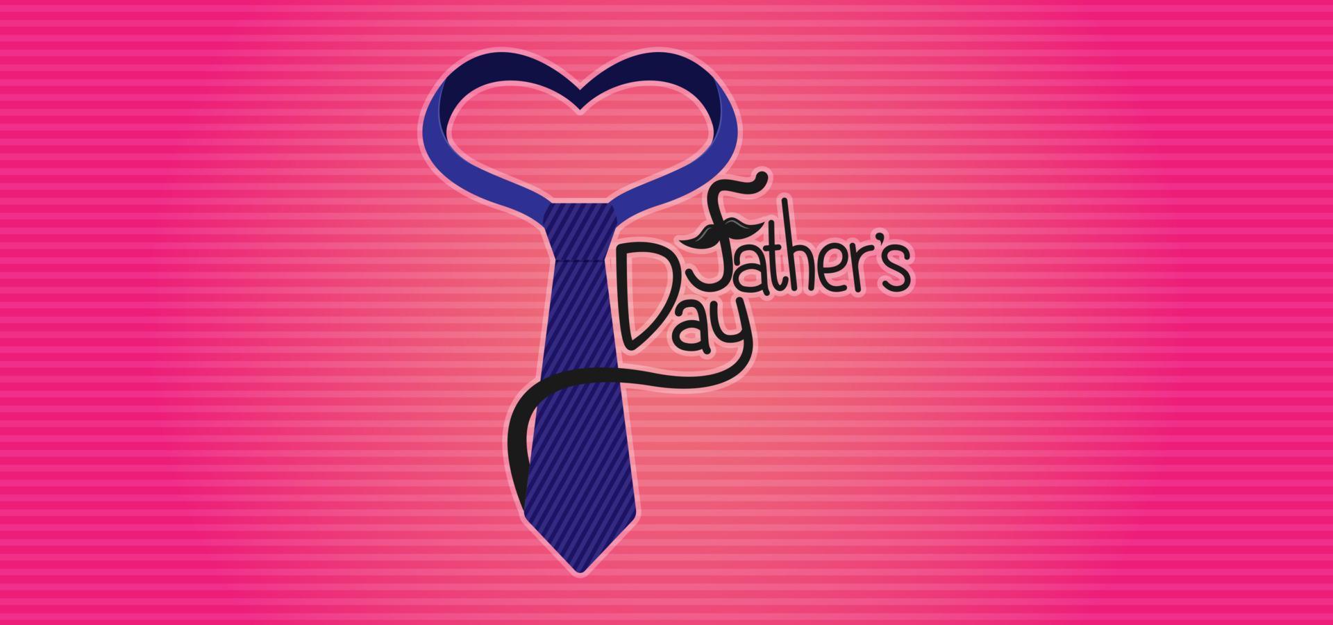 Happy Fathers Day typography with tie on pink background. Vector illustration