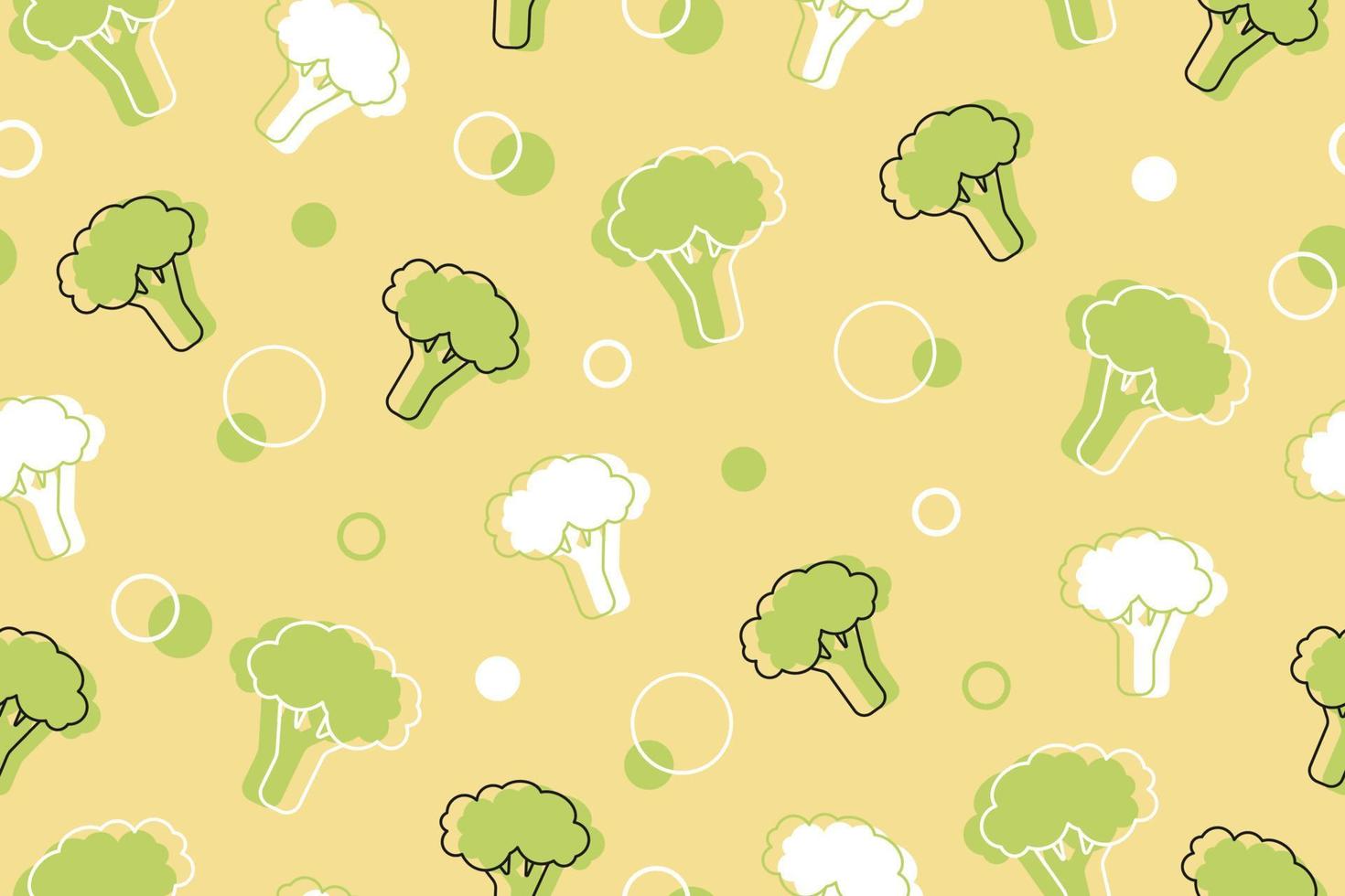 Broccoli Seamless Pattern. Organic Healthy Food background. Vector illustration in a linear simple style.