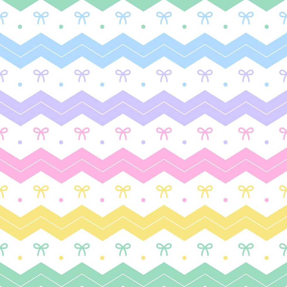 Rainbow Pastel Ribbon Bow Present Gift Box Horizontal Zig Zag Line Stripe Dot Dash Line Circle Seamless Pattern Vector Illustration Tablecloth, Picnic mat wrap paper, Mat, Fabric, Textile, Scarf
