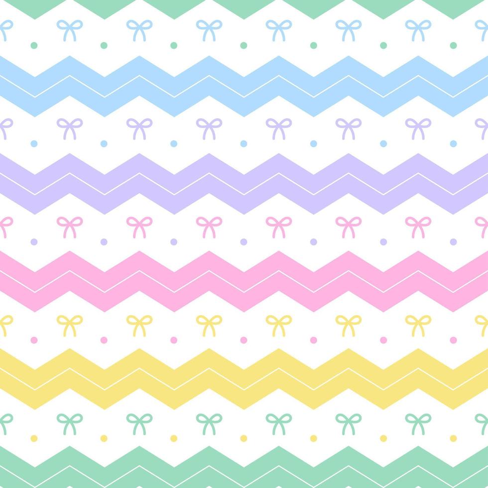 Rainbow Pastel Ribbon Bow Present Gift Box Horizontal Zig Zag Line Stripe Dot Dash Line Circle Seamless Pattern Vector Illustration Tablecloth, Picnic mat wrap paper, Mat, Fabric, Textile, Scarf