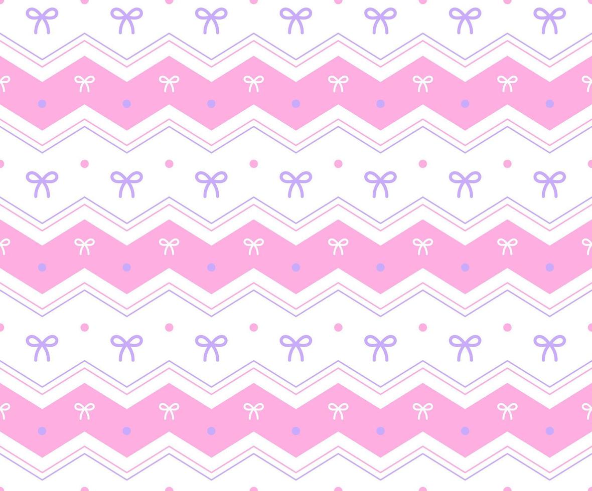 Purple Pink Pastel Ribbon Bow Present Gift Box Horizontal Zig Zag Line Stripe Dot Dash Line Circle Seamless Pattern Vector Illustration Tablecloth, Picnic mat wrap paper, Mat, Fabric, Textile, Scarf