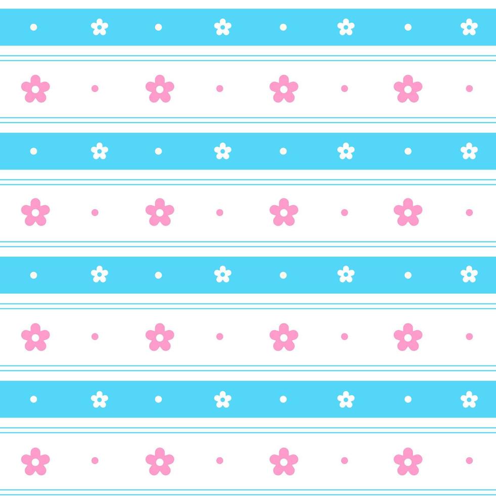 Rainbow Pink Blue Pastel Flower Horizontal Line Stripe Dot Dash Line Circle Seamless Pattern Vector Illustration Tablecloth, Picnic mat wrap paper, Mat, Fabric, Textile, Scarf