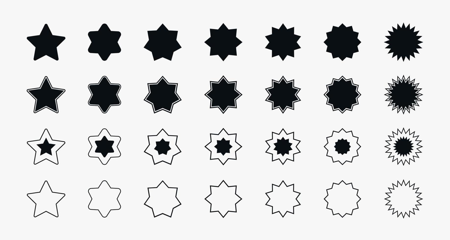 Stars different shape collection set vector