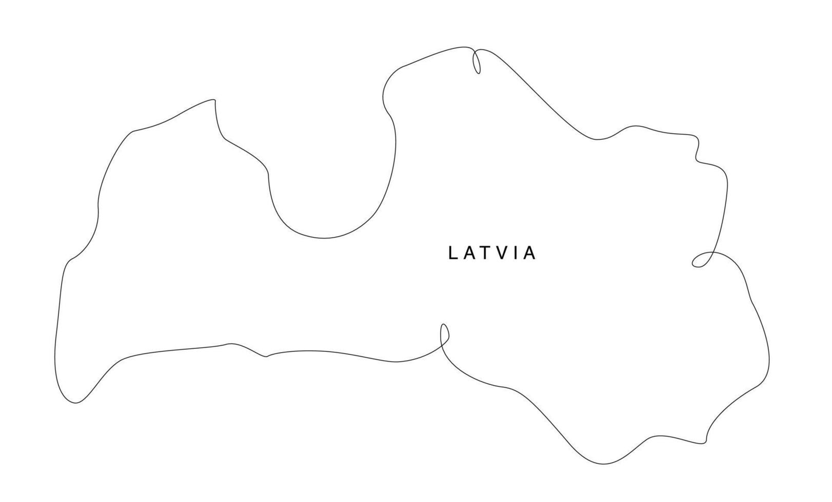 mapa de letonia de arte lineal. mapa de línea continua de europa. ilustración vectorial esquema único. vector