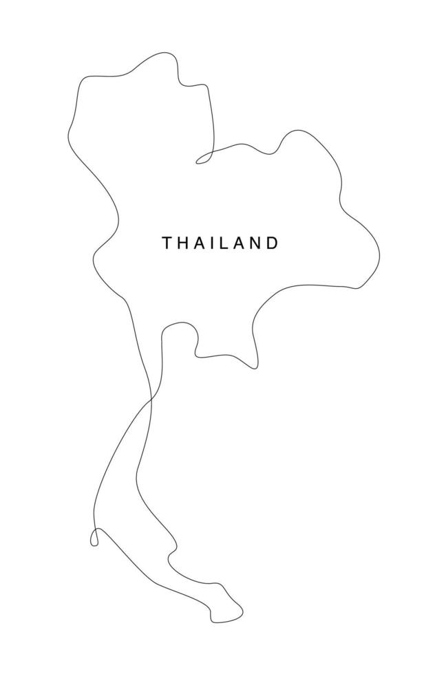 Line art thailand map. continuous line asia map. vector illustration. single outline.