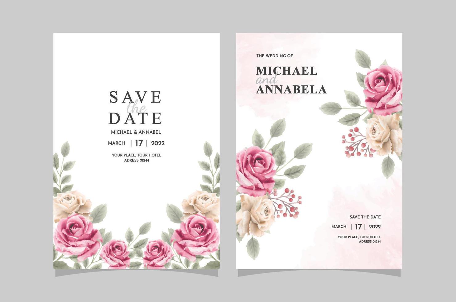 Floral wedding invitation template with beautiful flowers 8975756 Floral wedding invitation template with beautiful flowers 8975756