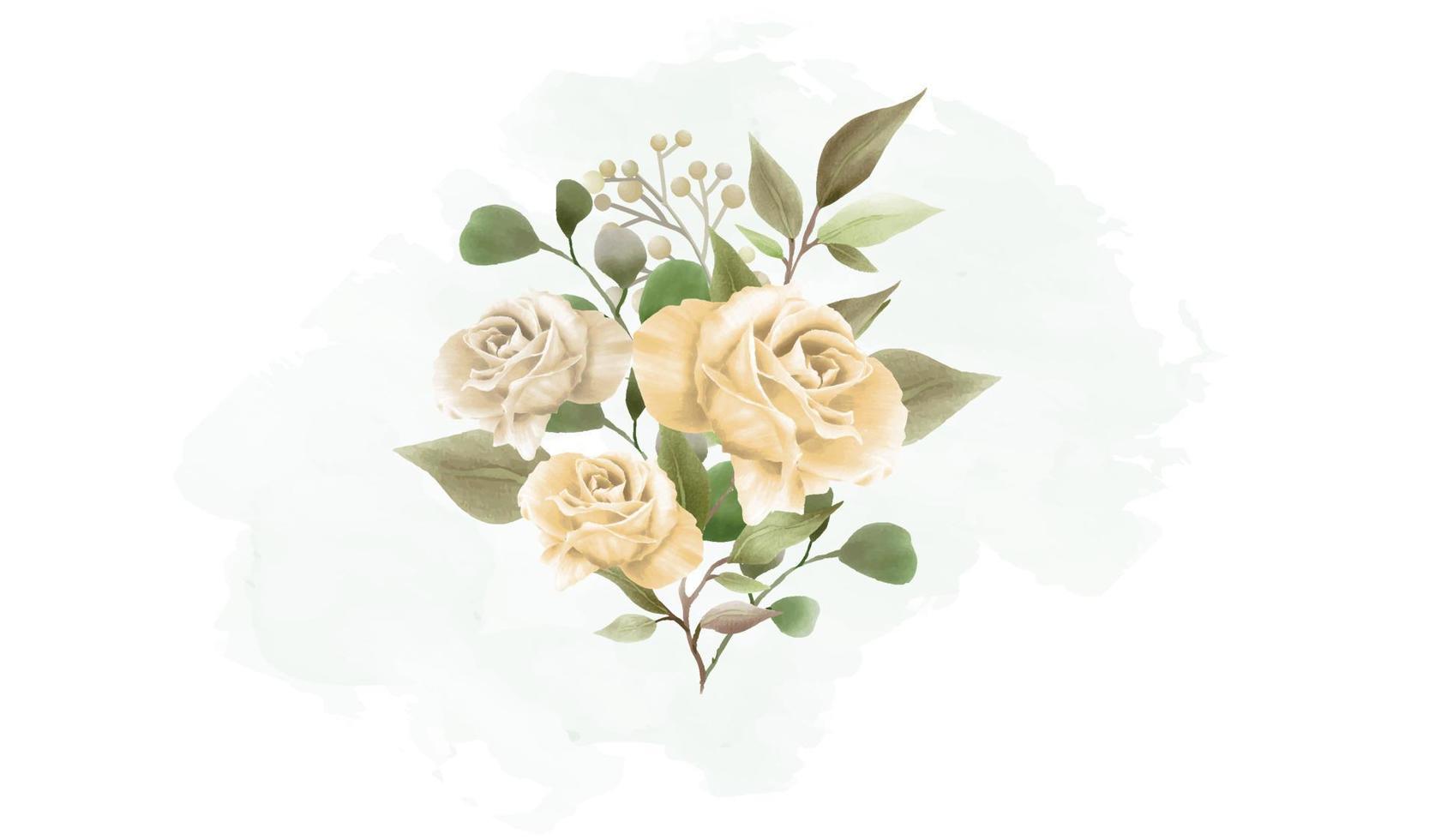 Set of watercolor floral frame bouquets and decoration vector