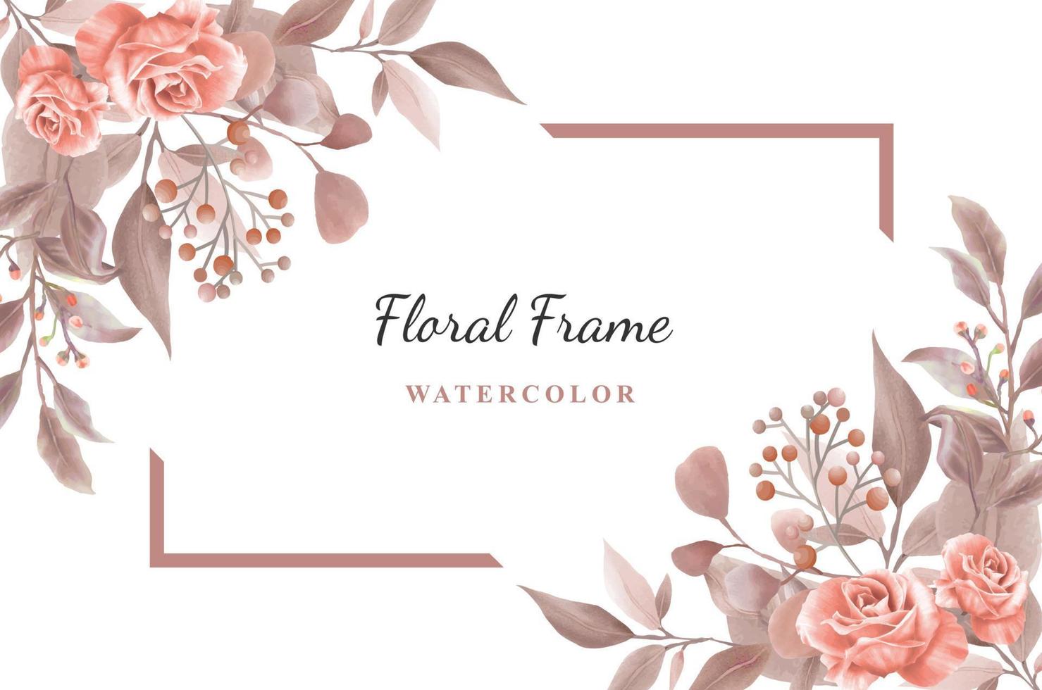 Watercolor Floral Frame for invitation template vector