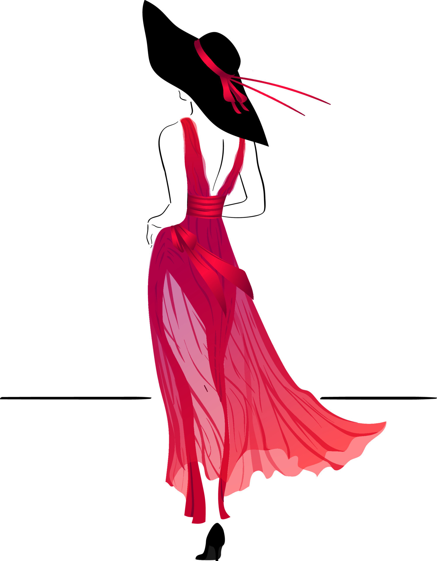 woman in elegant red dress vector illustration 8975815 Vector Art at  Vecteezy