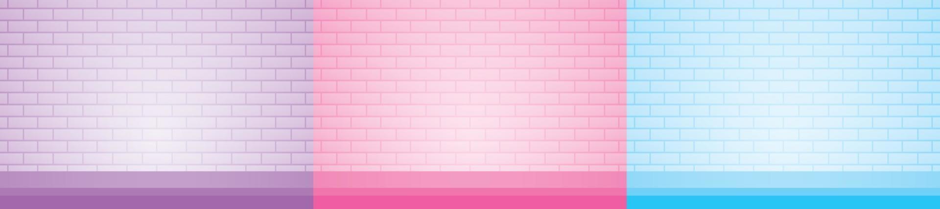 cute sweet pastel brick wall with tabletop background set for putting your object vector