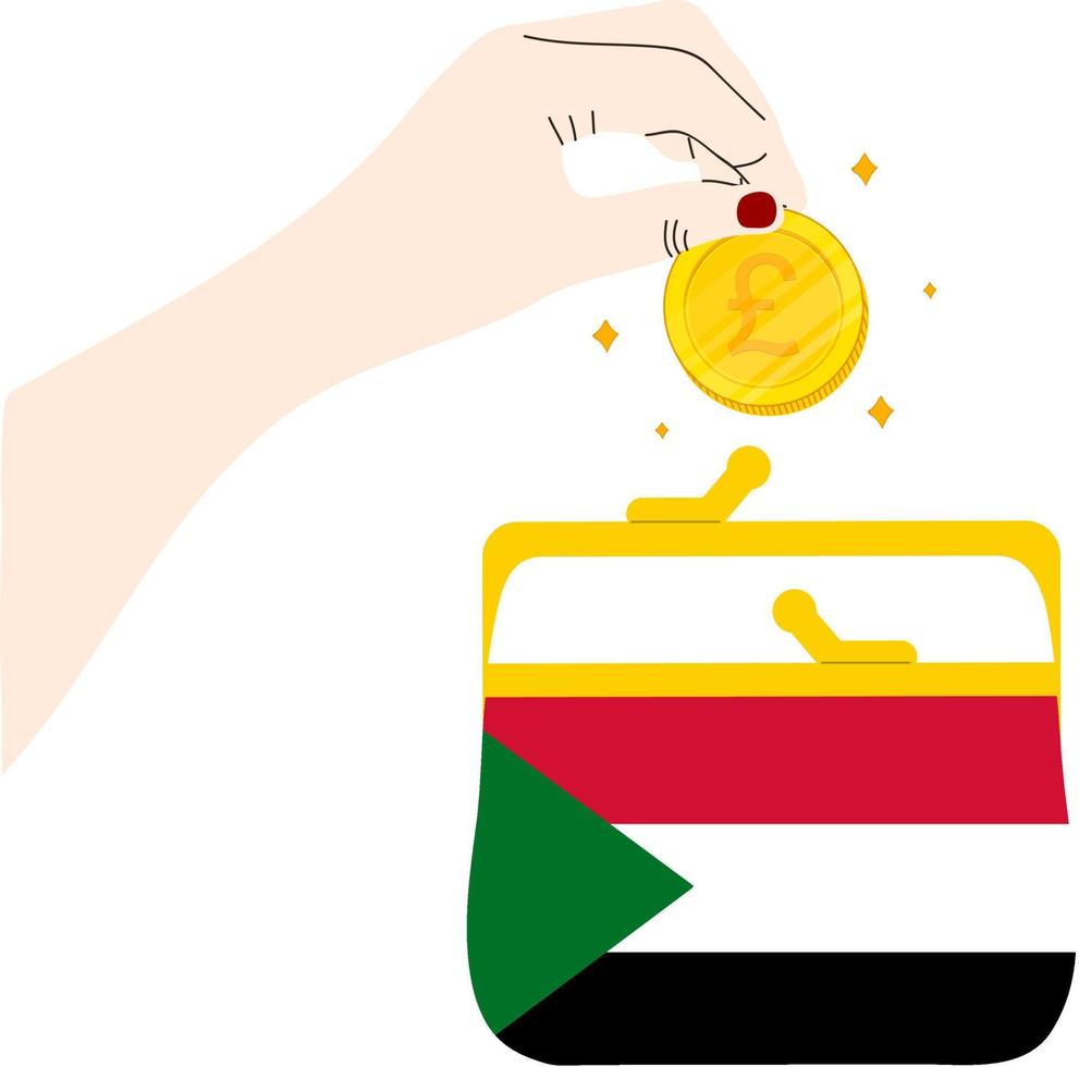 Sudan vector hand drawn flag, Sudanese pound
