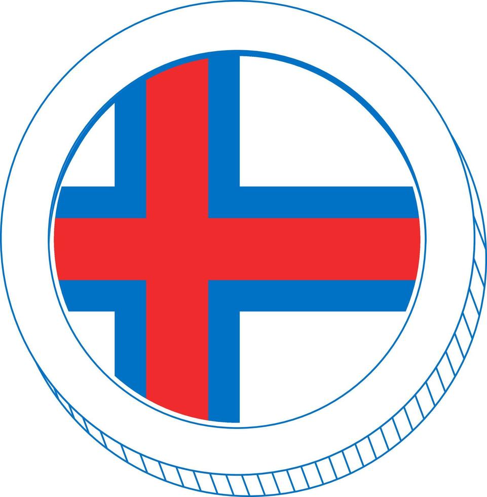 Faroe Islands  vector hand drawn flag, Faroese krona