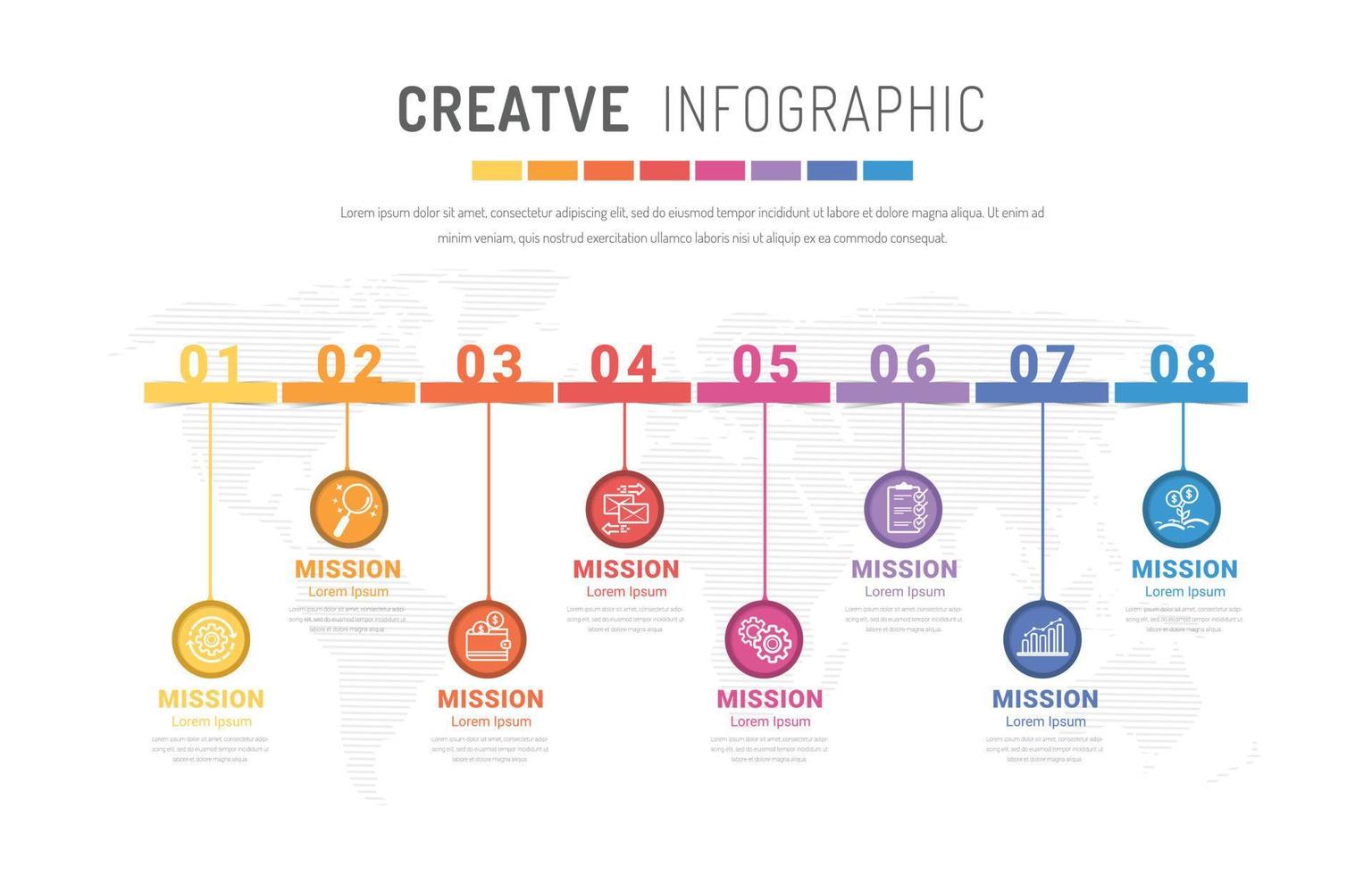 plantilla de diseño infográfico 8 opción para presentación vector