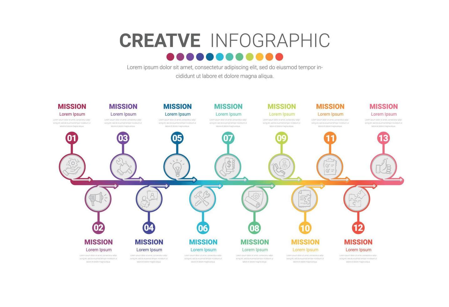 Infographic with numbers 13 option vector