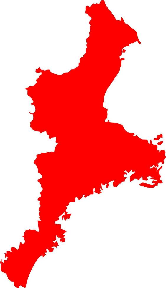 silueta del mapa del país de Japón,mapa de mie vector