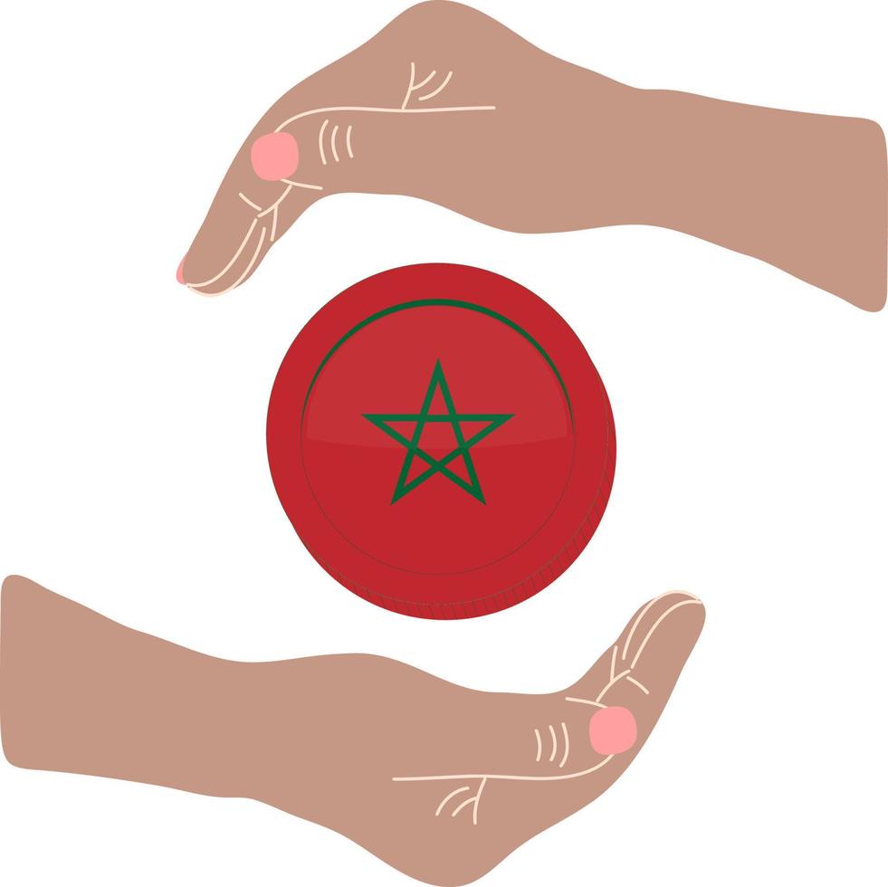 vector marroquí dibujado a mano bandera, dirham marroquí