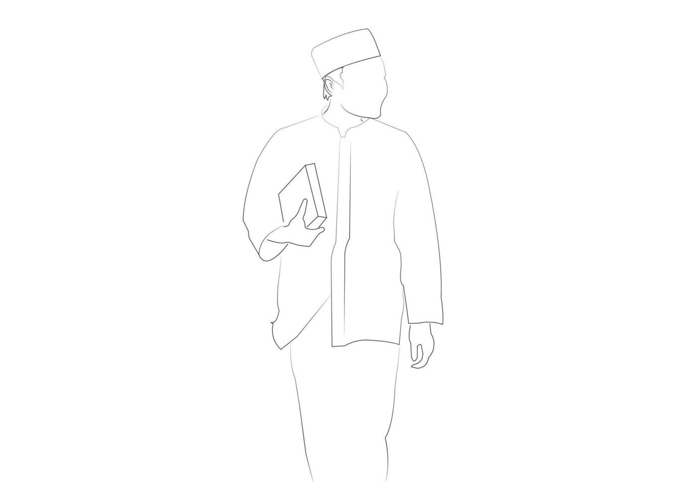 Muslim man stroke image on a white isolated background vector