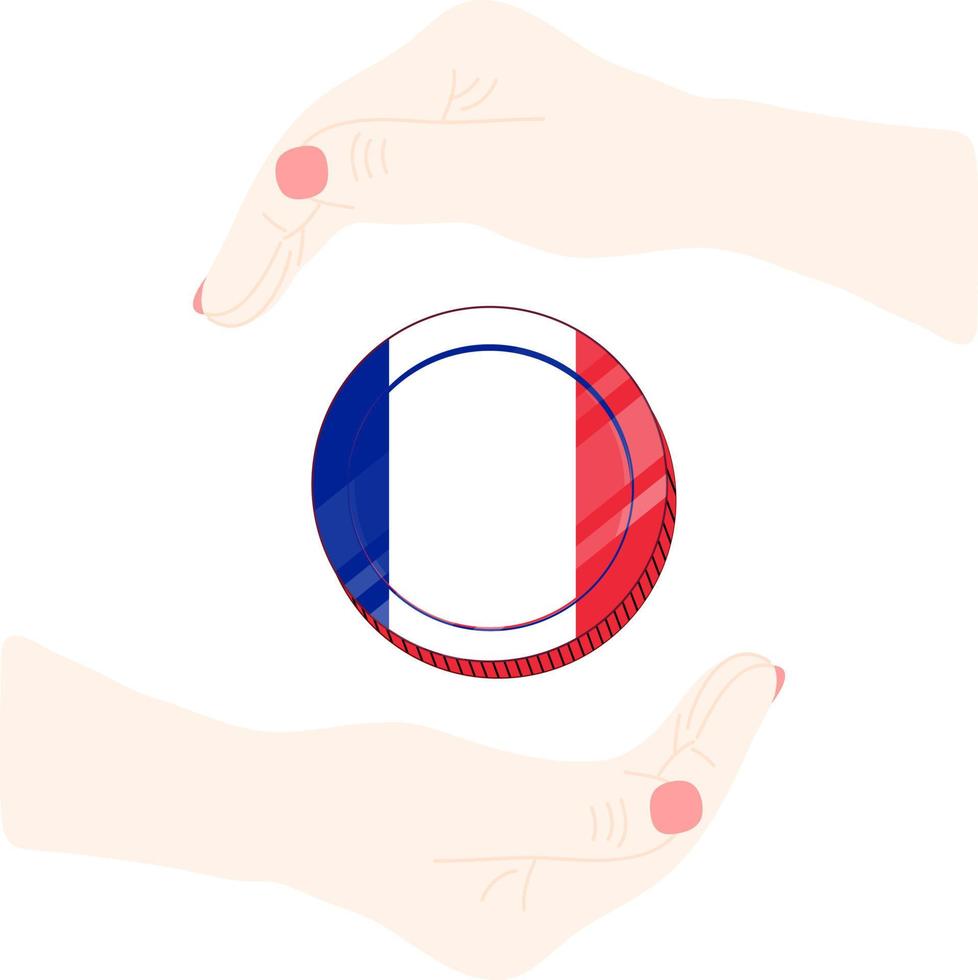 France National  vector hand drawn flag, EUR