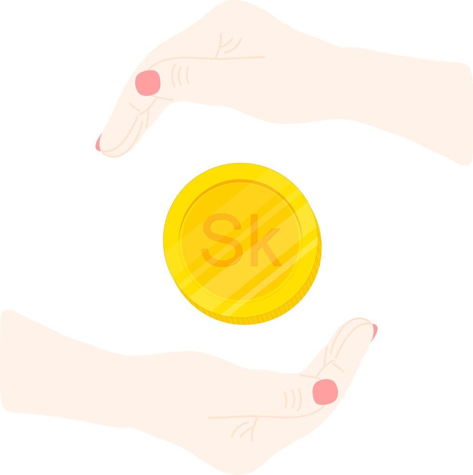 Slovakia vector hand drawn flag, Slovak koruna