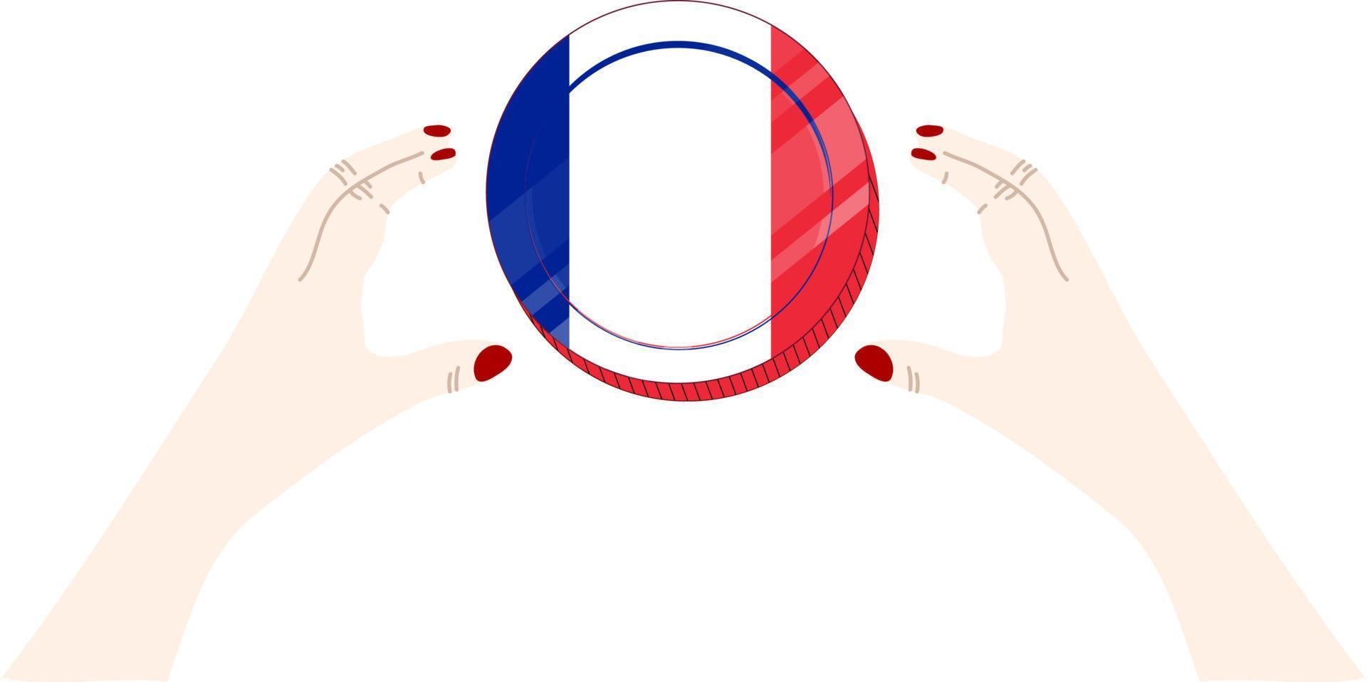 France National  vector hand drawn flag, EUR