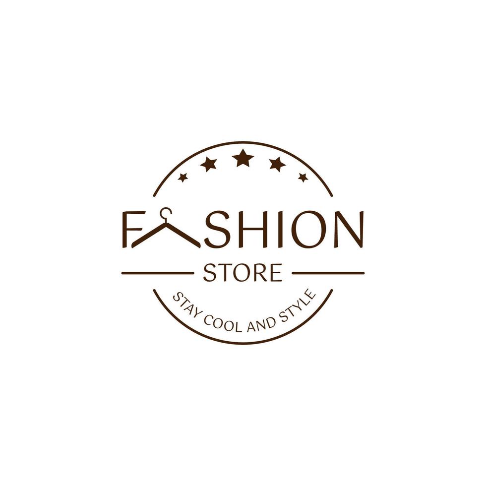 fashion store logo design in brown color on white background. vector illustration