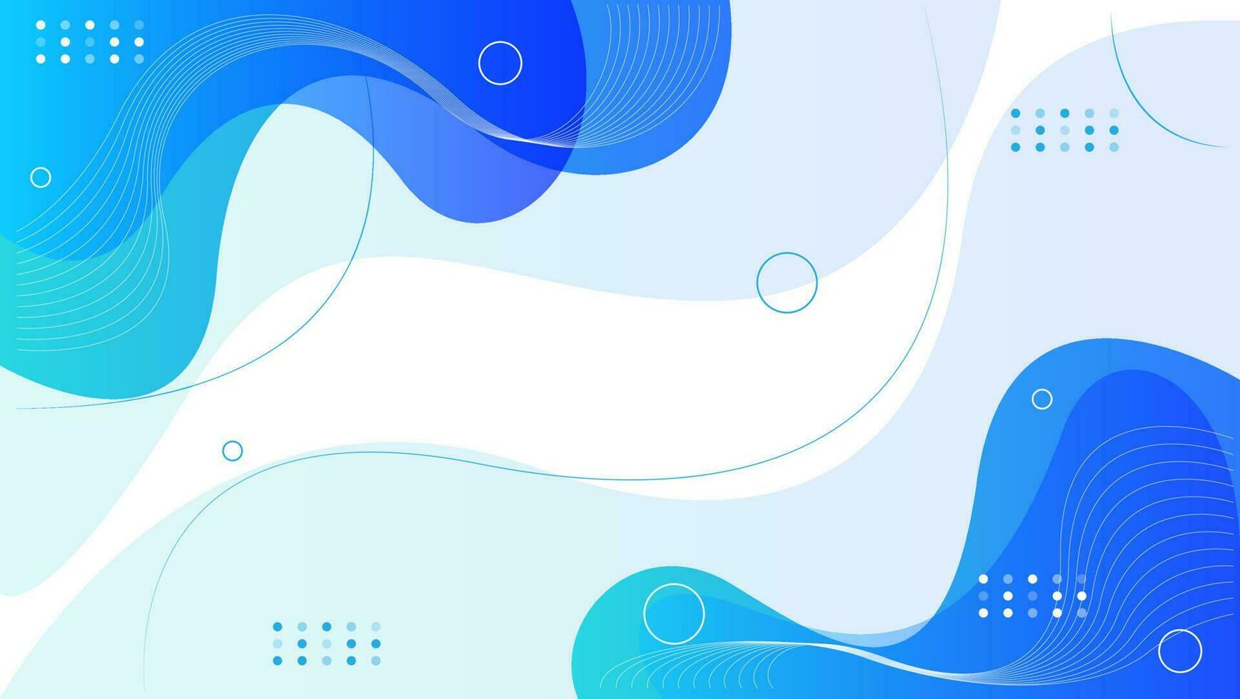 abstract blue fluid shapes and wavy line background vector