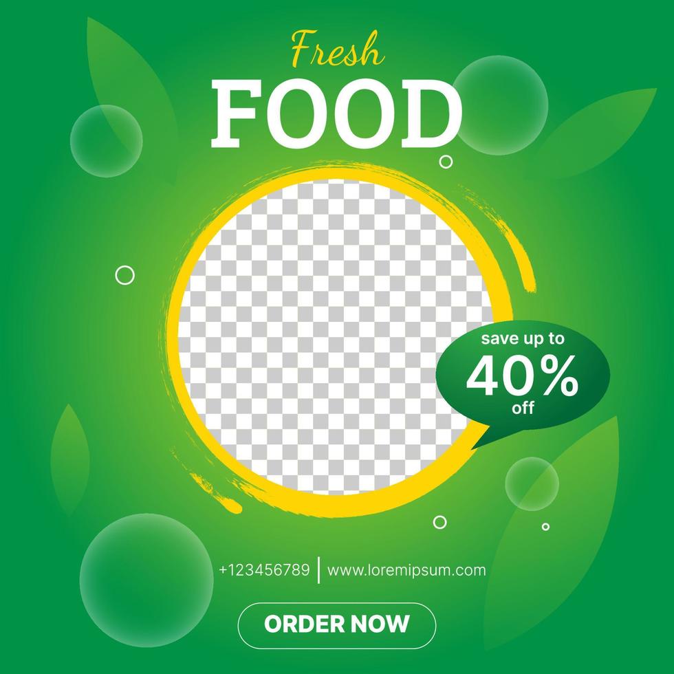 fresh food menu social media post template vector