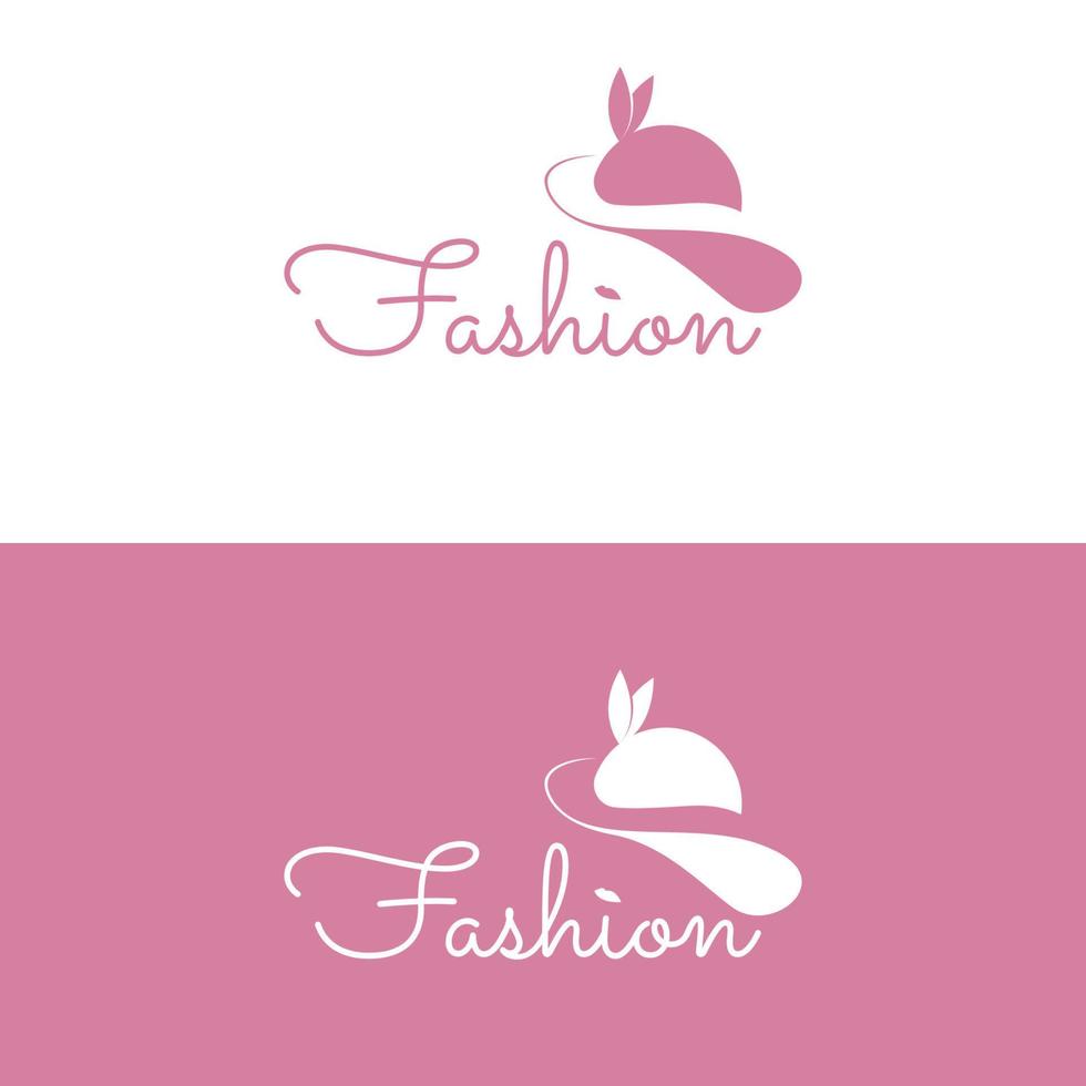 diseño de logotipo de moda con sombrerería en color rosa, ilustración vectorial vector