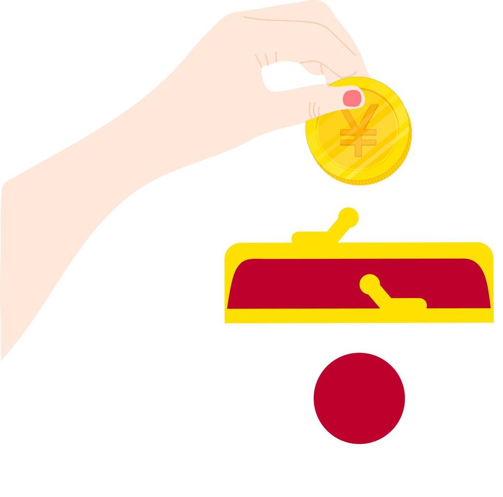 Japan vector hand drawn flag, Japanese yen