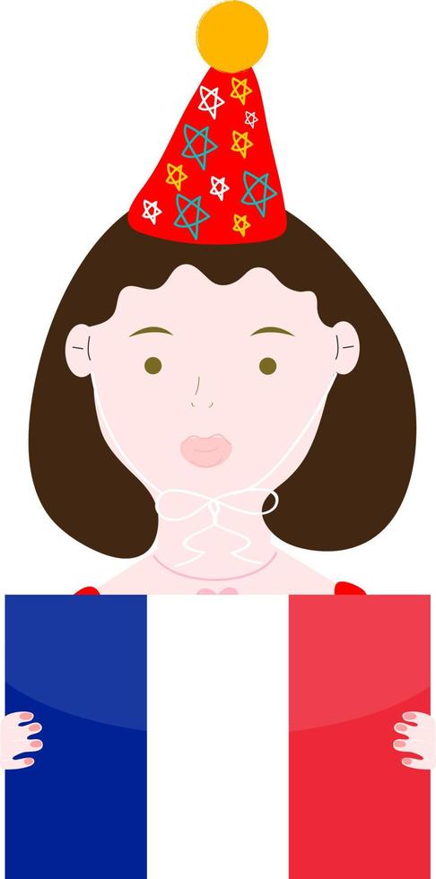 France National  vector hand drawn flag, EUR