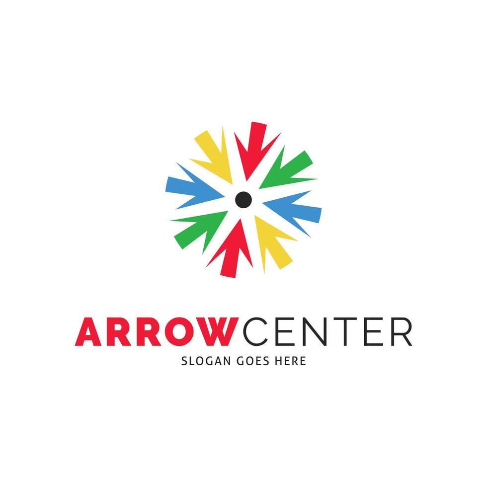 Arrow Center Icon Vector Logo Template Illustration Design