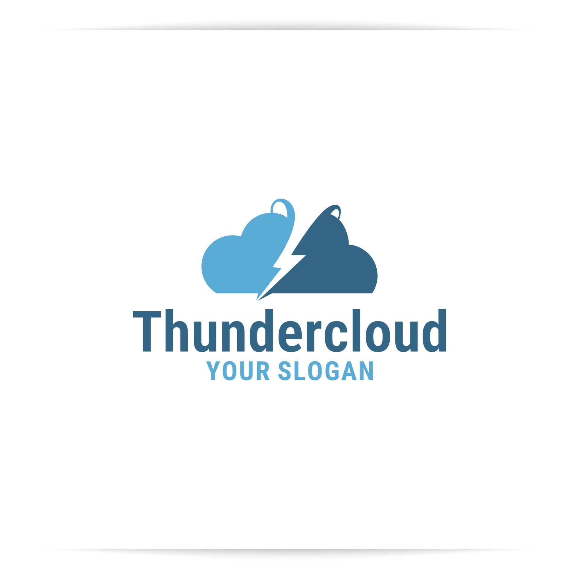 cloud storm logo design vector, thunder, sky, rain. 8976332 Vector Art