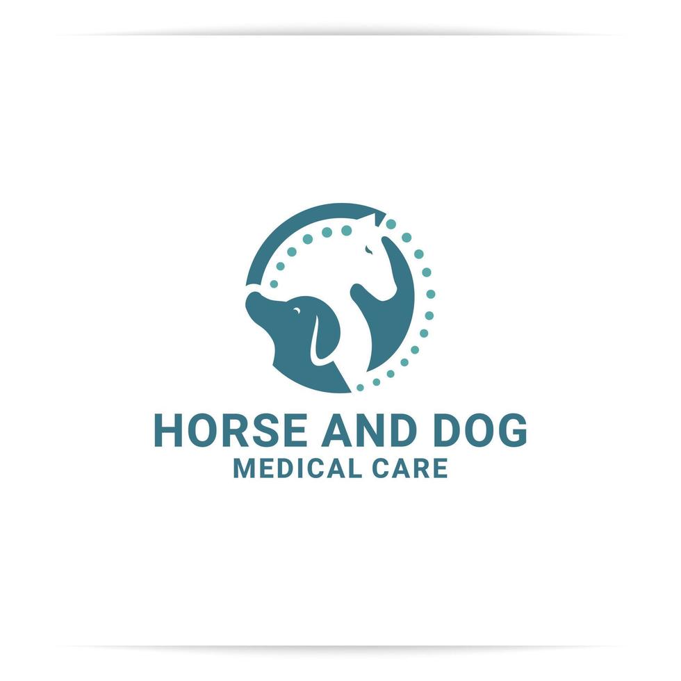 vector de diseño de logotipo quiropráctico para perros y caballos, cuidado, clínica