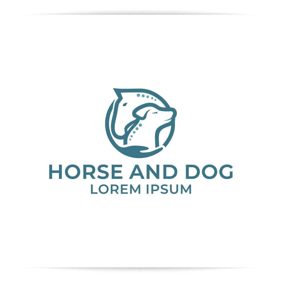 vector de diseño de logotipo quiropráctico para perros y caballos, cuidado, clínica