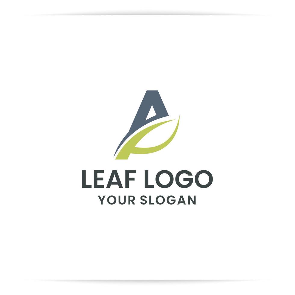 letter A with leaf logo design vector