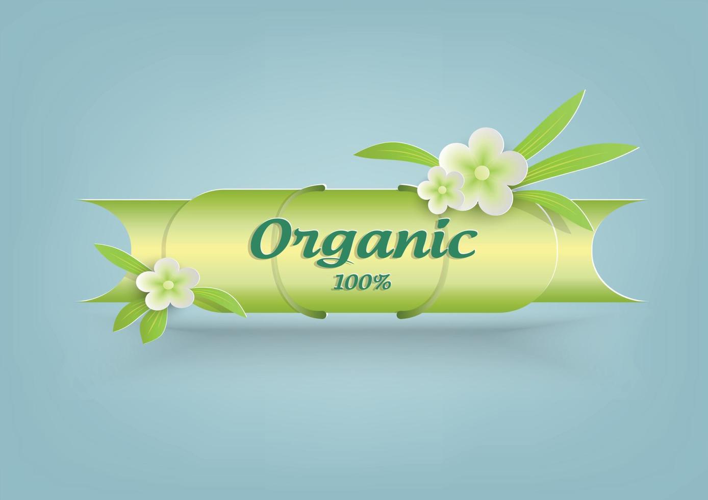 Banner paper cut bamboo barrel organic vector