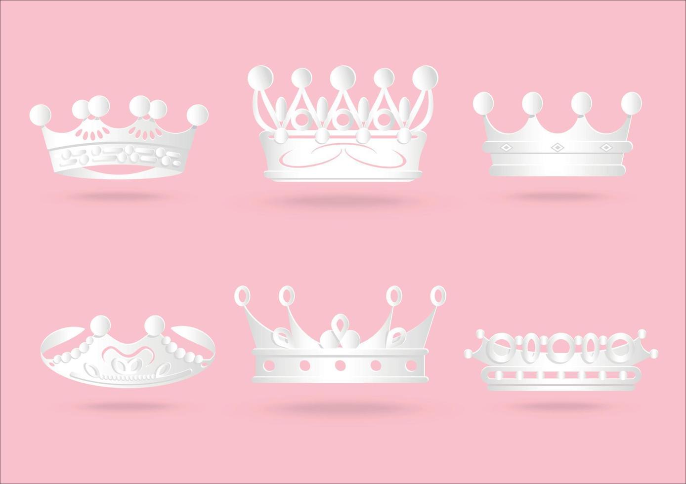 corona real reina papel blanco cortado sobre fondo rosa pastel vector. vector