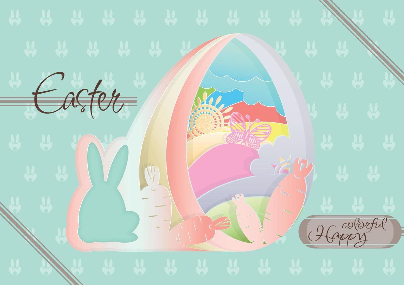 Easter Happy colorful paper cut vector. vector